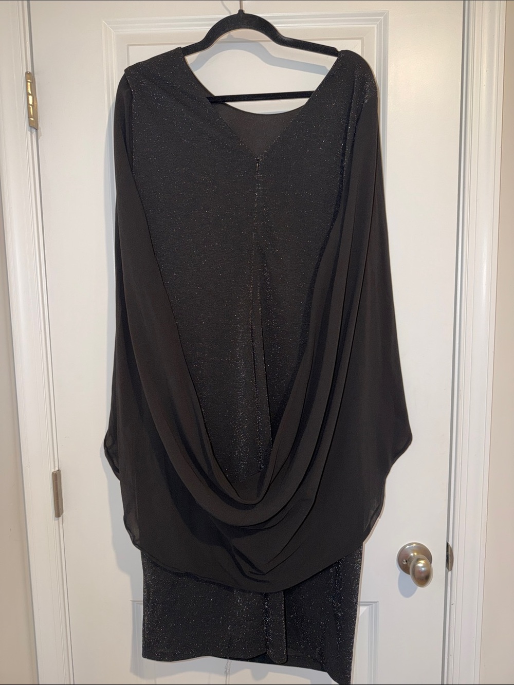 Hanna Nikole, Black Sparkle Cape Sleeve Dress, 20W - Picture 9 of 10